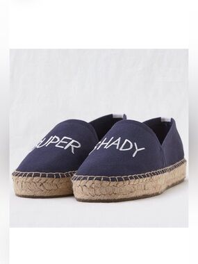 NEW Aerie Canvas Espadrilles SUPER SHADY Slip On Navy SZ-10
